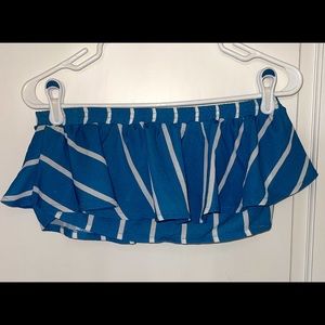 Striped blue and white crop top and pant set